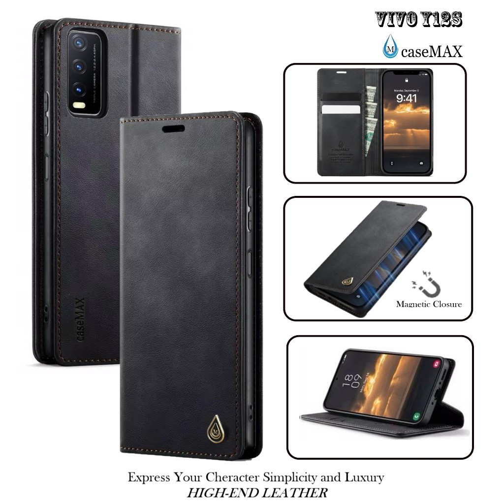 FLIP COVER VIVO Y12S LEATHER CASE FLIP VIVO Y12S