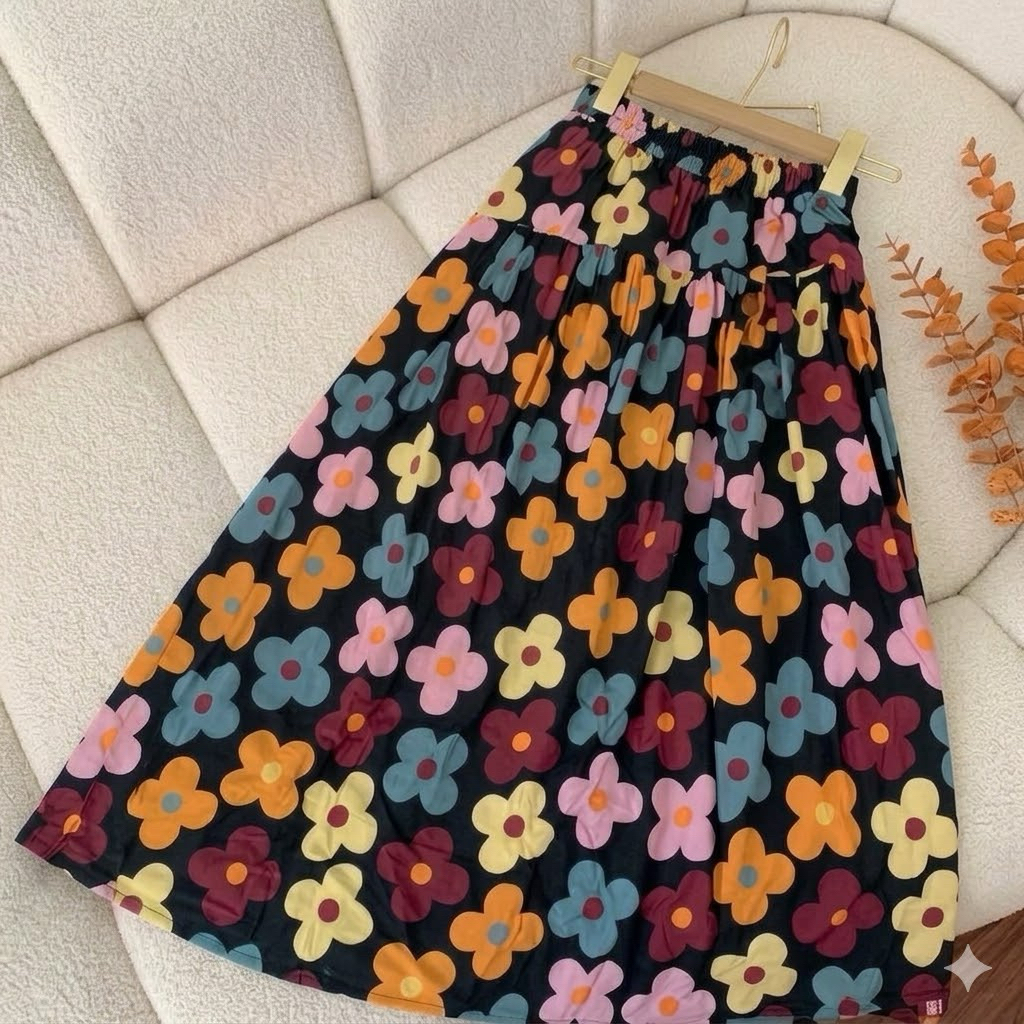 ROK WANITA KOREAN STYLE/ROK PAYUNG MOTIF BUNGA HYGET PREMIUM/ROK DAISY BUNGA HYGET PREMIUM/ROK DAILY