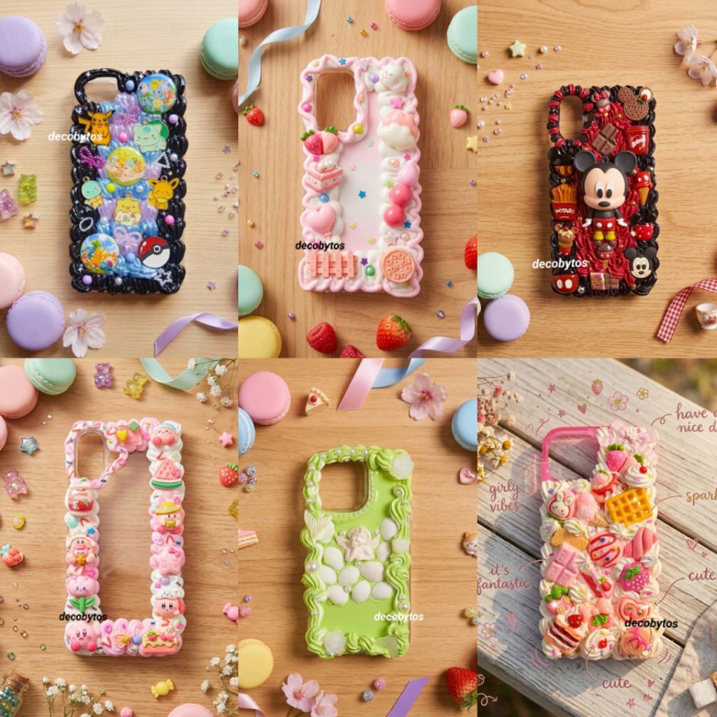 [BACA DESKRIPSI] CUSTOM Phone Case Casing Decoden Deco Cream DIY Handmade for All Type Phone