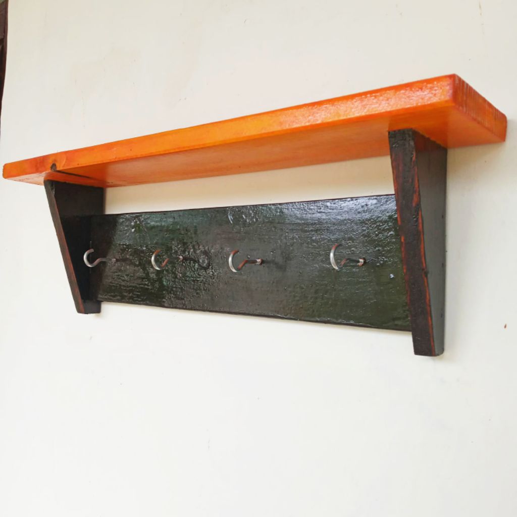 Rak Dinding/Hiasan Dinding Kayu Jati Belanda/Hiasan Dinding/Tempat gantungan Kunci/Tempat Topi/Tempa