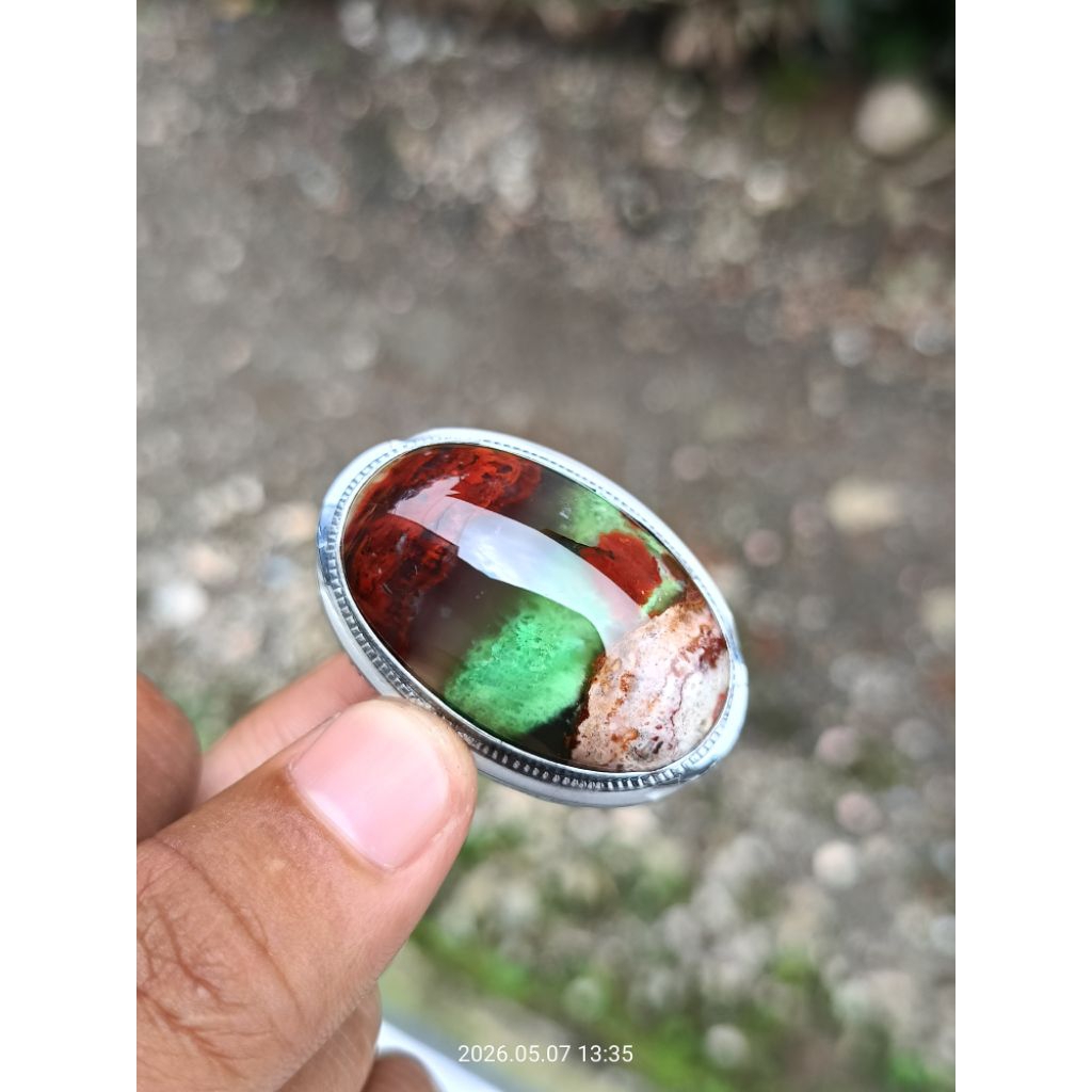 Cincin batu akik pancawarna garut jumbo