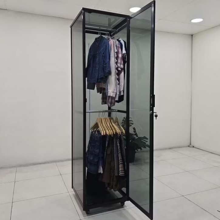 Lemari Baju TC ALUMINIUM 50x55x195 Gantungan Pakaian Kemeja Kaos Modern 1 Pintu 2 Susun / Tingkat Mi