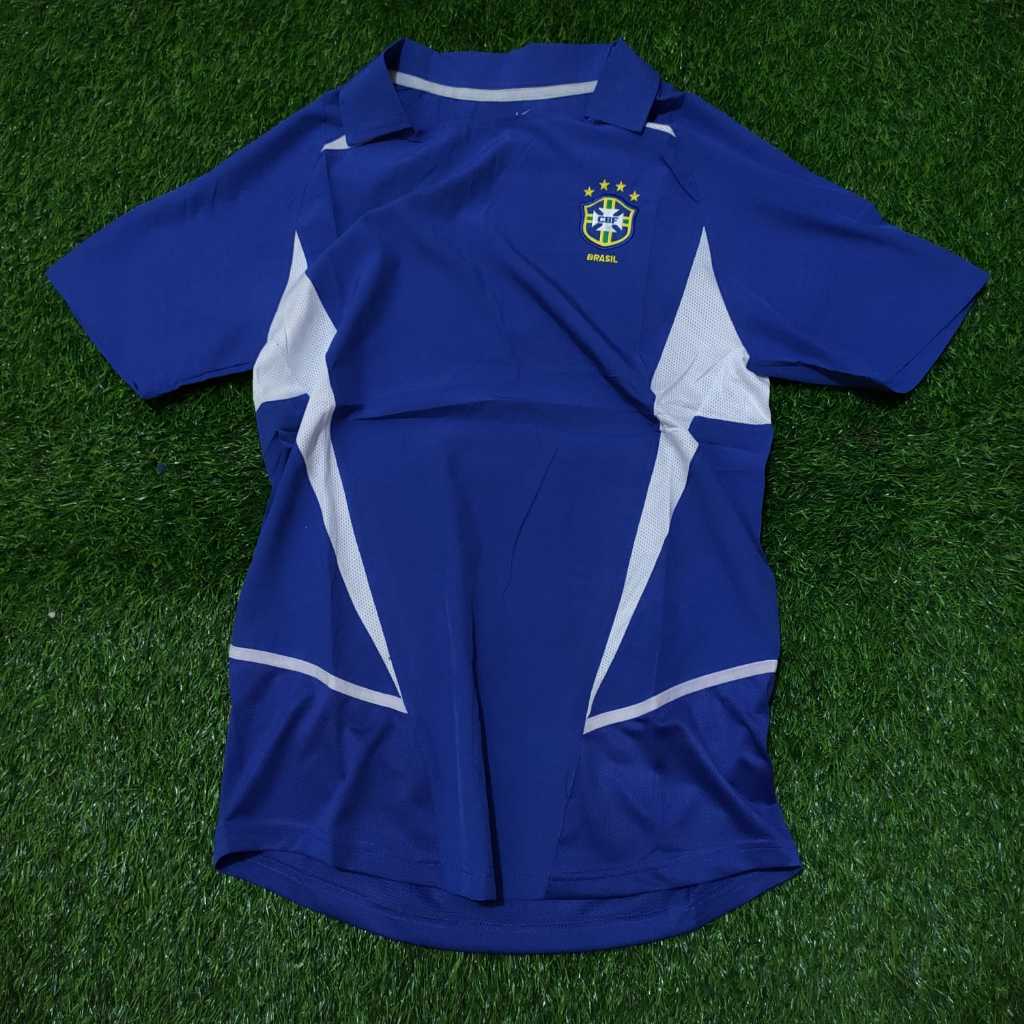 RETRO JERSEY BOLA VINTAGE BRAZIL AWAY PIALA DUNIA 2002 GRADE AAA HIGH QUALITY