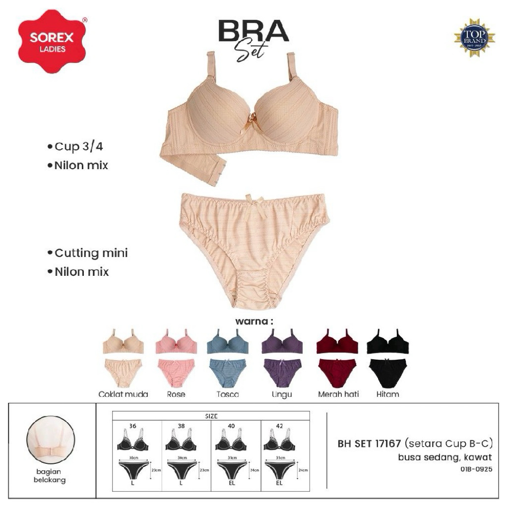 SOREX BRA SET SETELAN BH CD KAWAT 17167