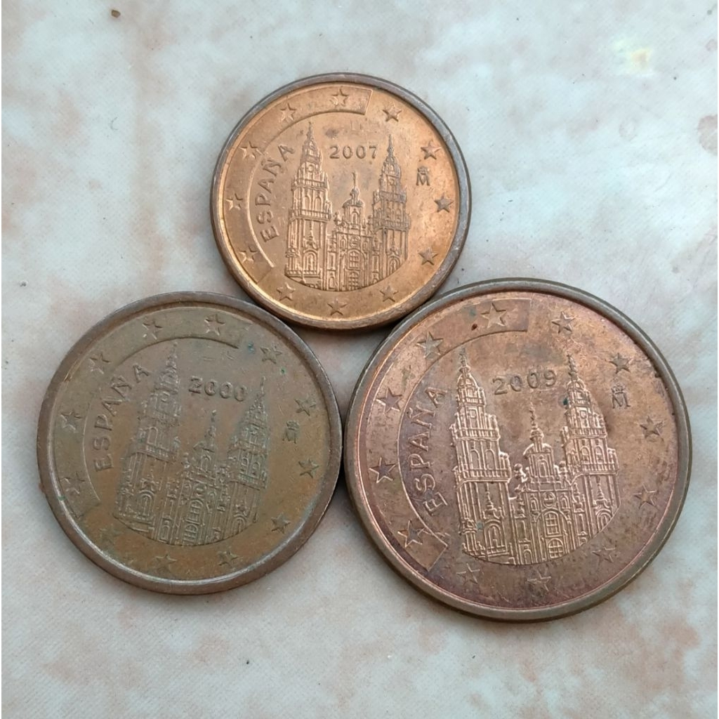 Set Koin Kuno Spanyol Euro cent 1 - 2 - 5 Cents