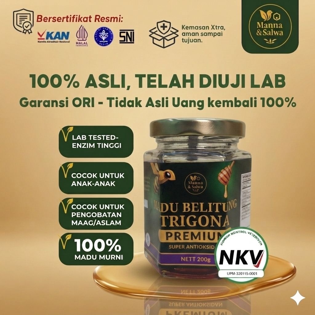 Madu Trigona Belitung bersertifikat KAN, SNI & MKV 100% asli 200 gr