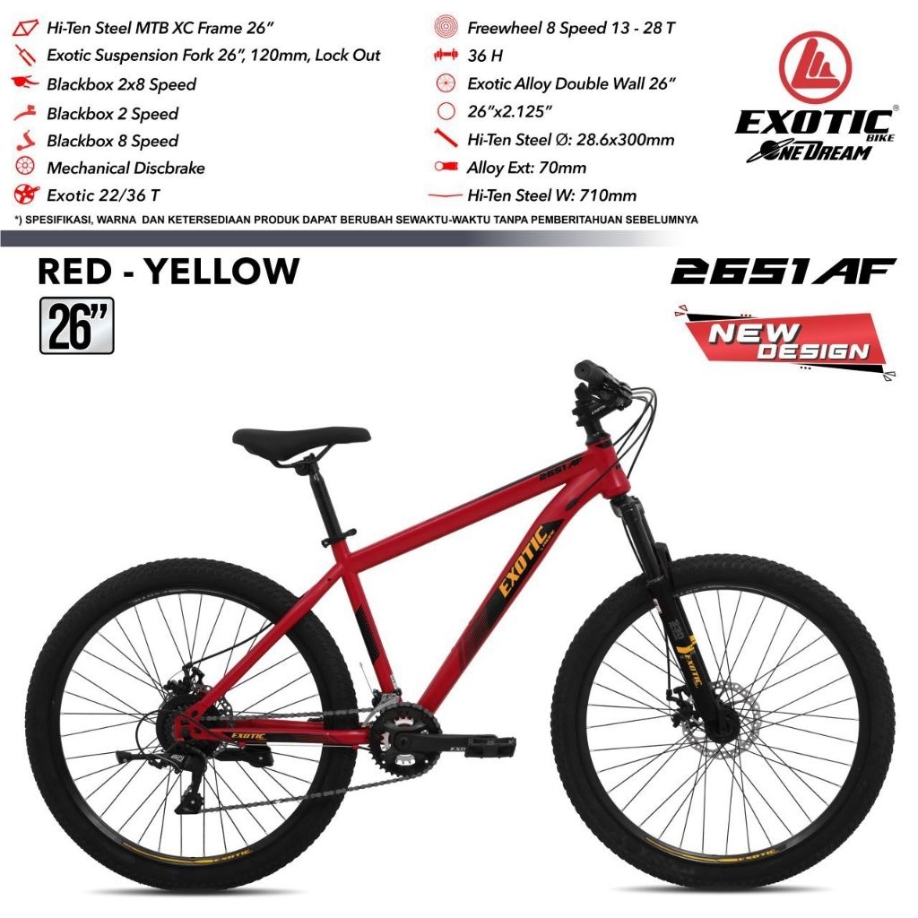 Sepeda Gunung MTB 26 Inch Exotic 2651 AF 2x8 Speed By Pacific Terbaru Murah