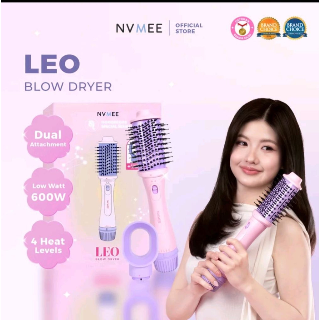 NVMEE LEO Blow Dryer Sisir Pengering 2in1 dengan Suhu 4 Mode