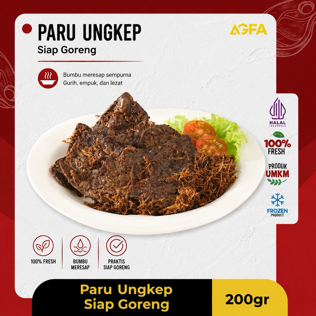 Paru Slice Ungkep 200 gram / Paru Ungkep / Paru Siap Goreng / Babat Ungkep