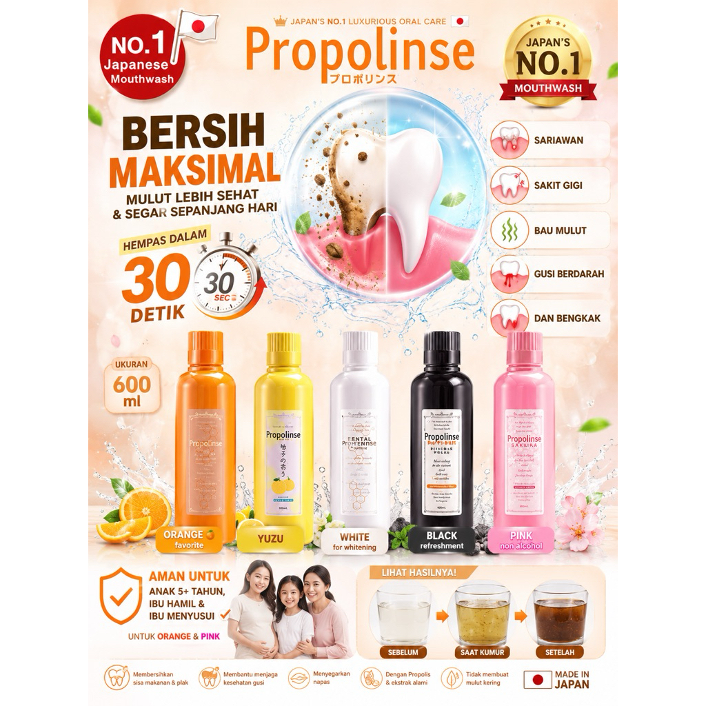 PROPOLINSE MOUTHWASH 600ML KUMUR JAPAN BRAND