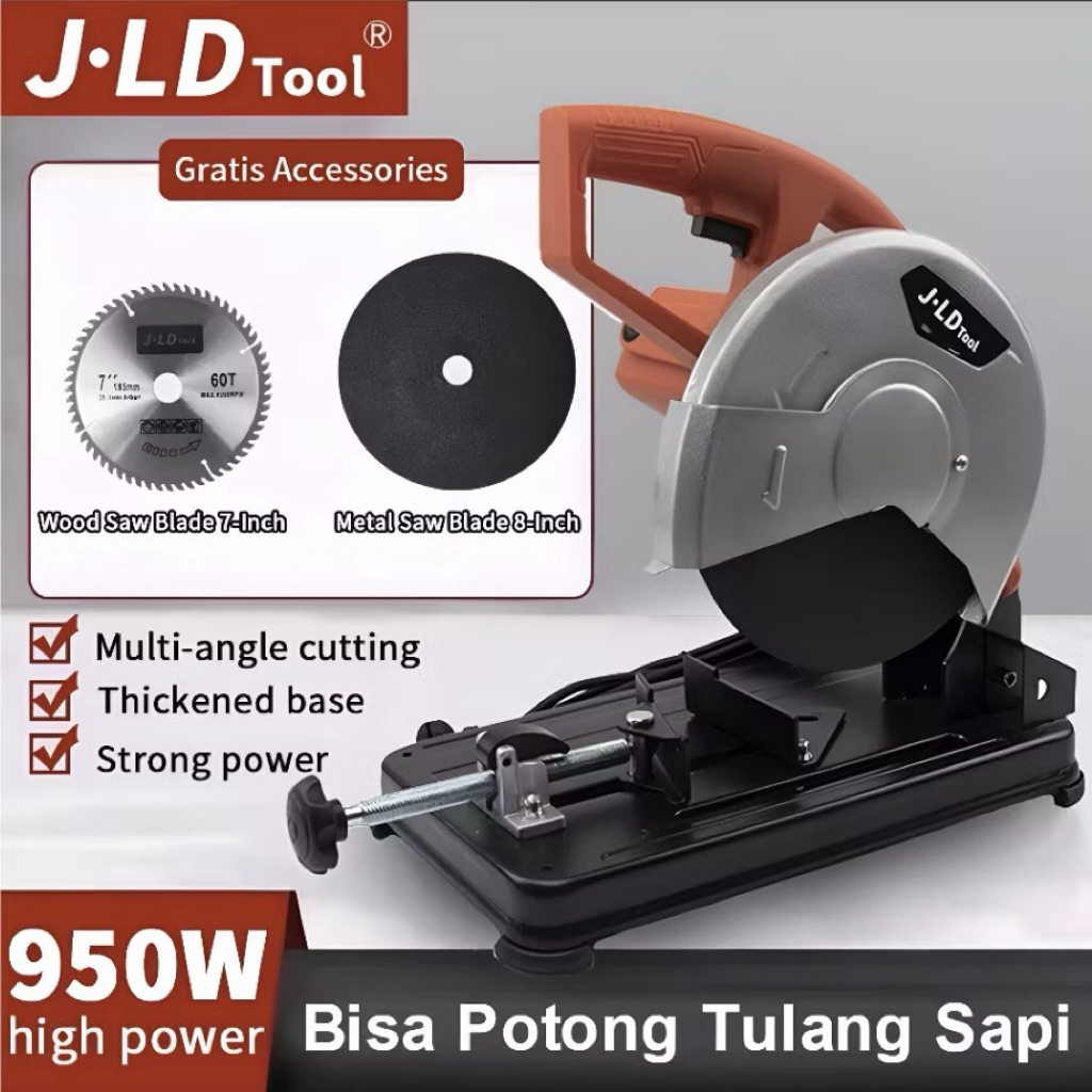 JLD Mesin Potong Besin 8inch Cut Off Machine 950Watt Gergaji Mitra J208 Mesin Potong Tulang Sapi Ger