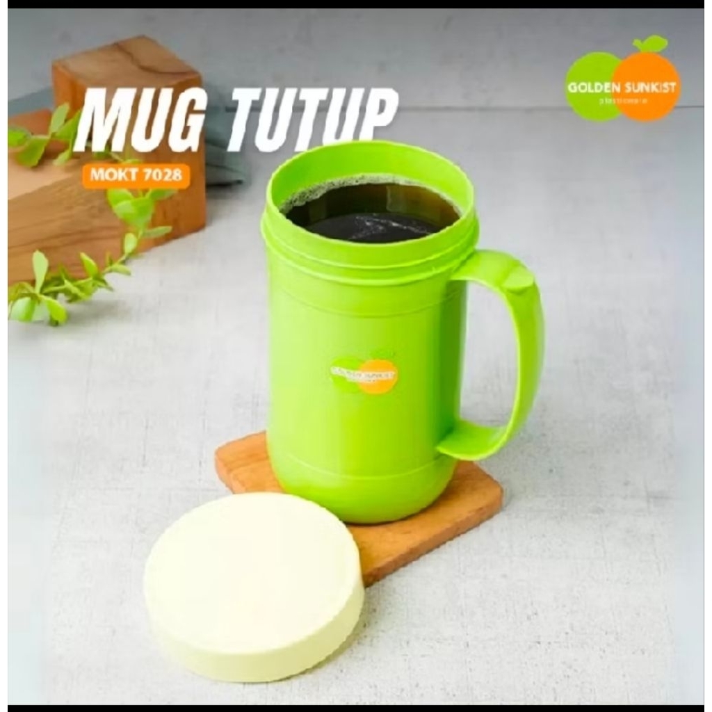 mug tutup golden sunkist 7028-gelas plastik tutup putar anti tumpah