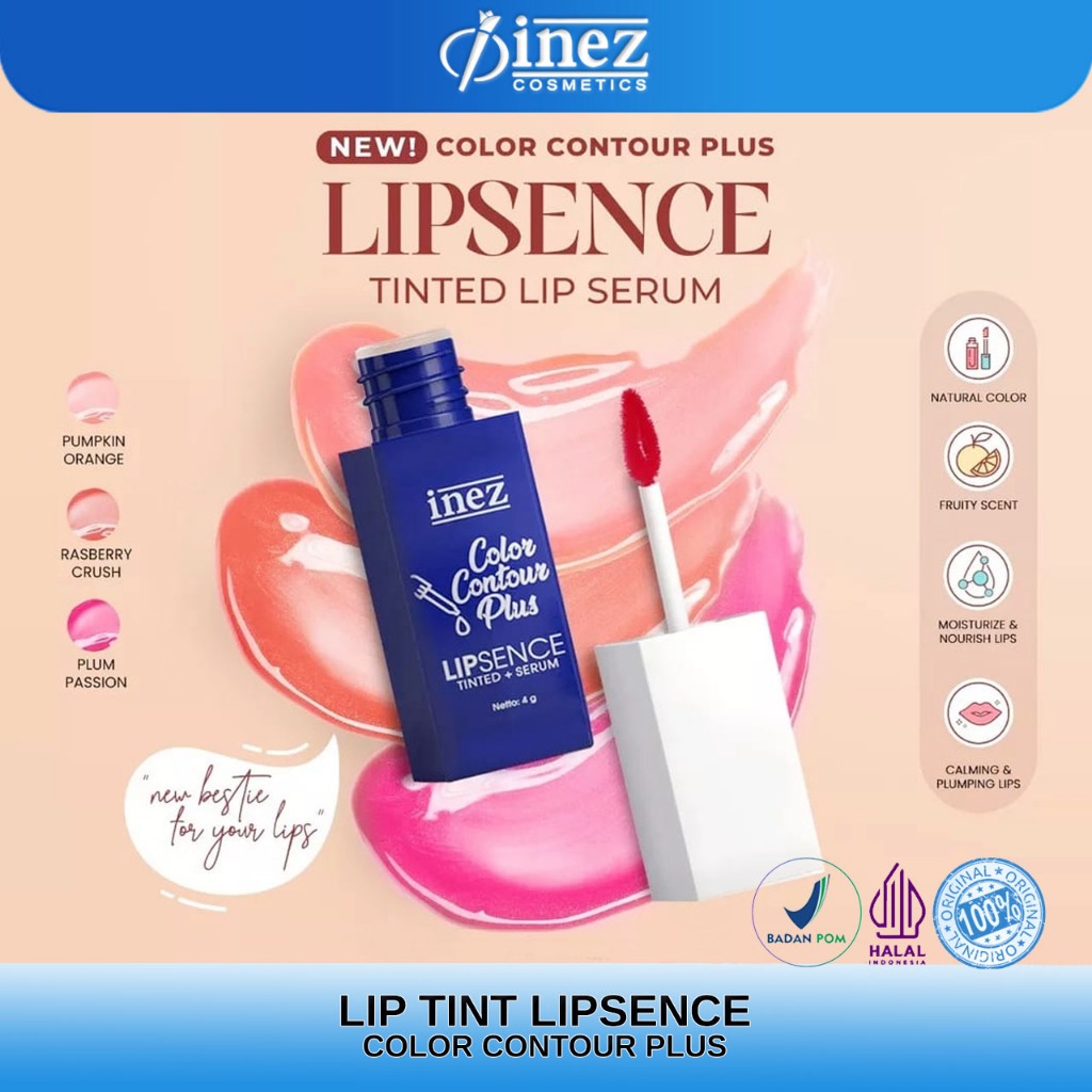 INEZ Lip Tint Lipsence Color Contour Plus Liptint Natural Glossy Finish