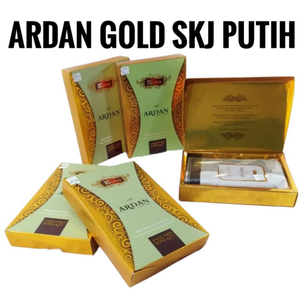 Sarung Ardan  Ketjubung SKJ Sonket Jaquard Putih Gold