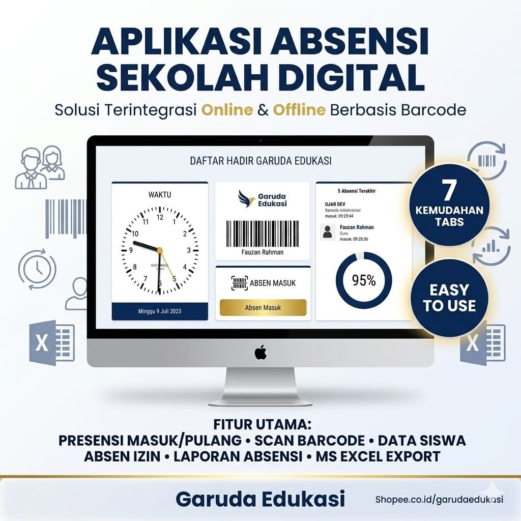 Aplikasi Absensi Siswa dan guru dengan Barcode Berbasis Web bisa online atau offline gand