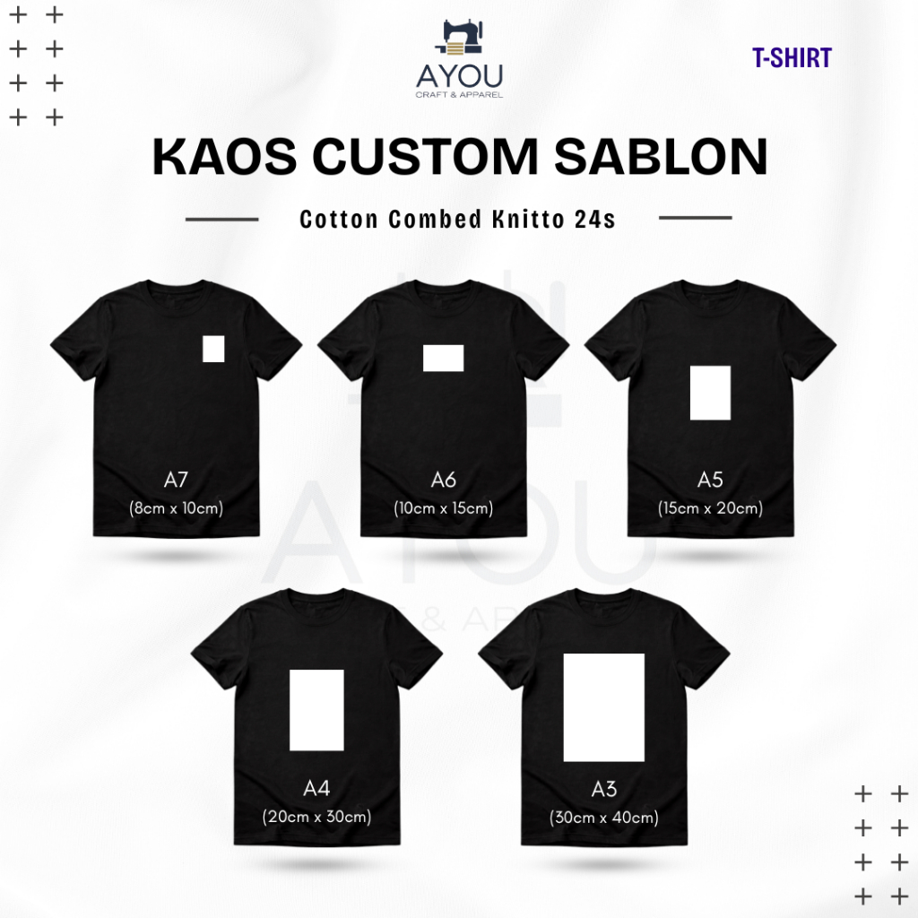 Kaos Custom Sablon DTF - Bahan Cotton Combed Knitto 24s, Bebas Custom Design, Tanpa Minimal Order