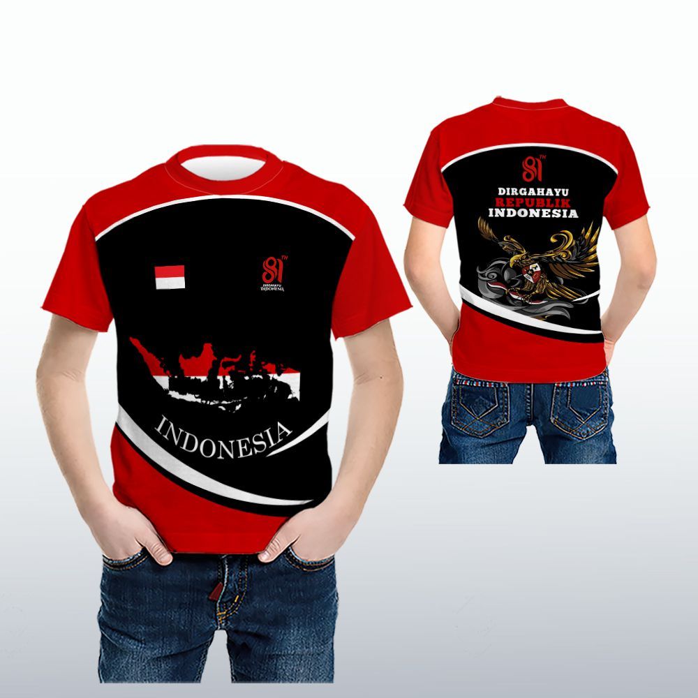 Kaos Jersey Aanak laki laki  Pria 17 Agustus HUT RI-81 Fullprint