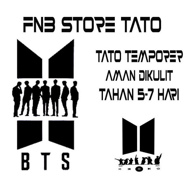Tato Temporer BTS Sticker Tato Aman Dikulit Tahan 5-7 Hari