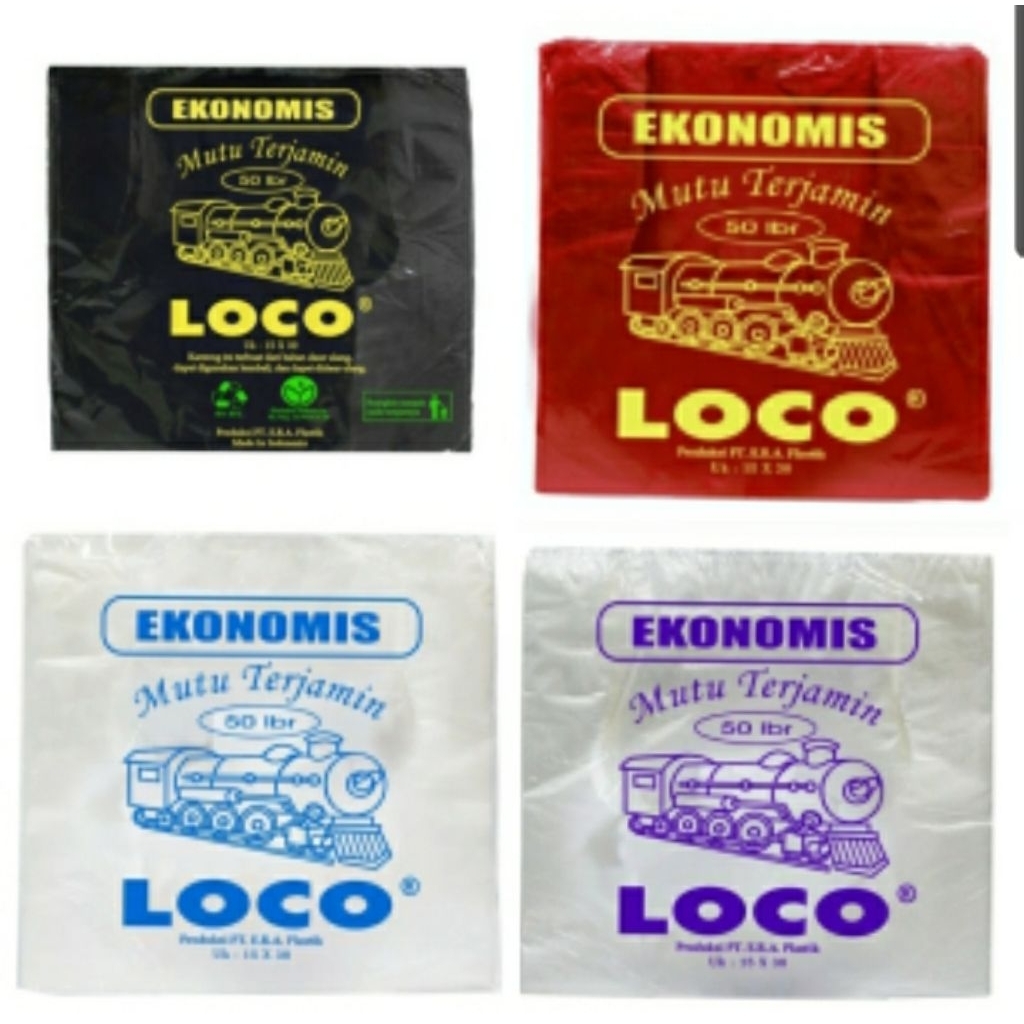 Kantong Plastik Kresek Warna Warni / Kantong Plastik Kresek Merk Loco / Plastik Kresek Merah Putih H
