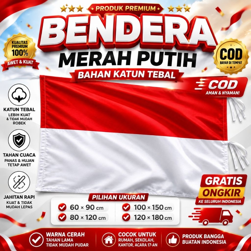 bendera merah putih kain katun