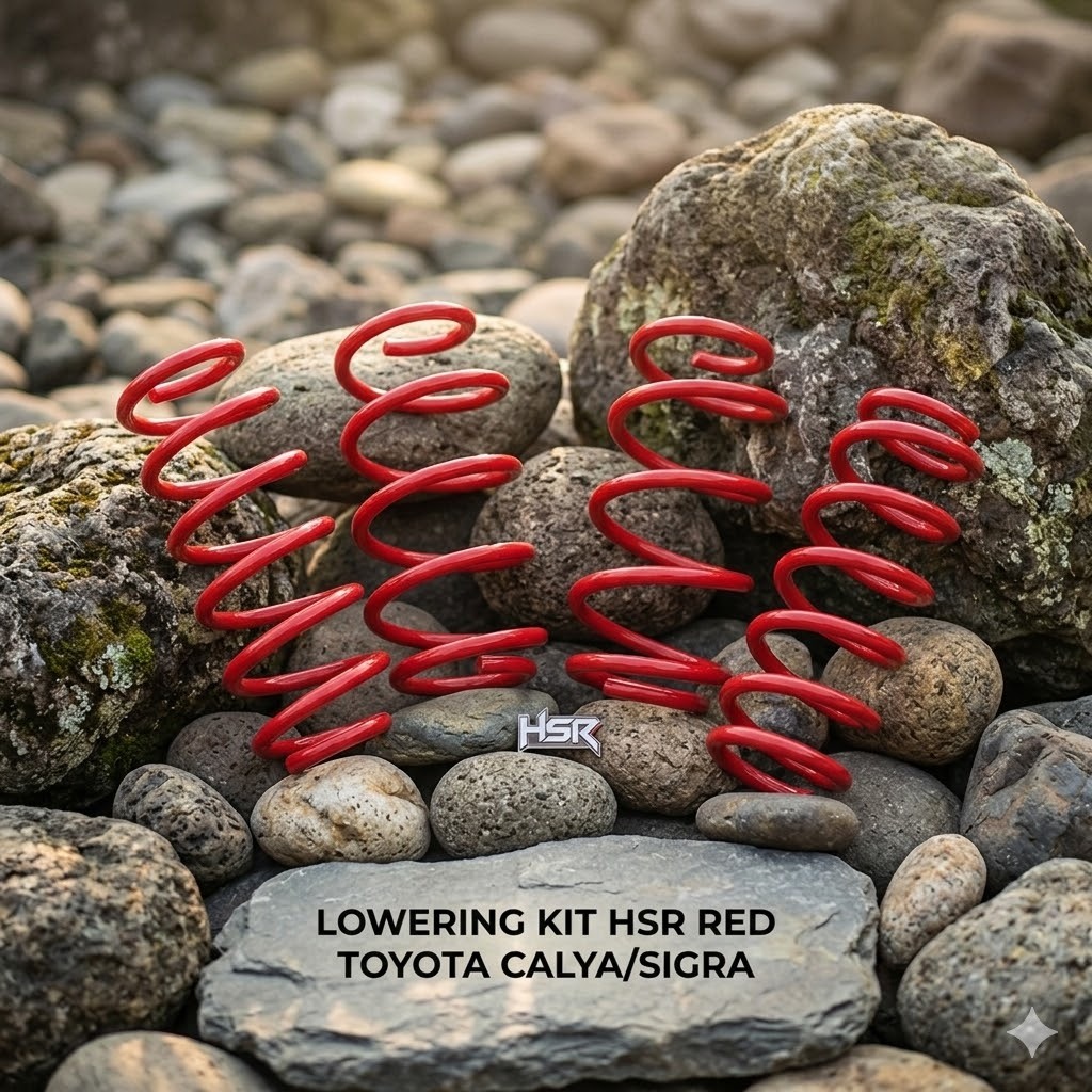 LOWERING KIT HSR RED TOYOTA CALYA/SIGRA PER MOBIL CEPER UNTUK CALYA DAN SIGRA
