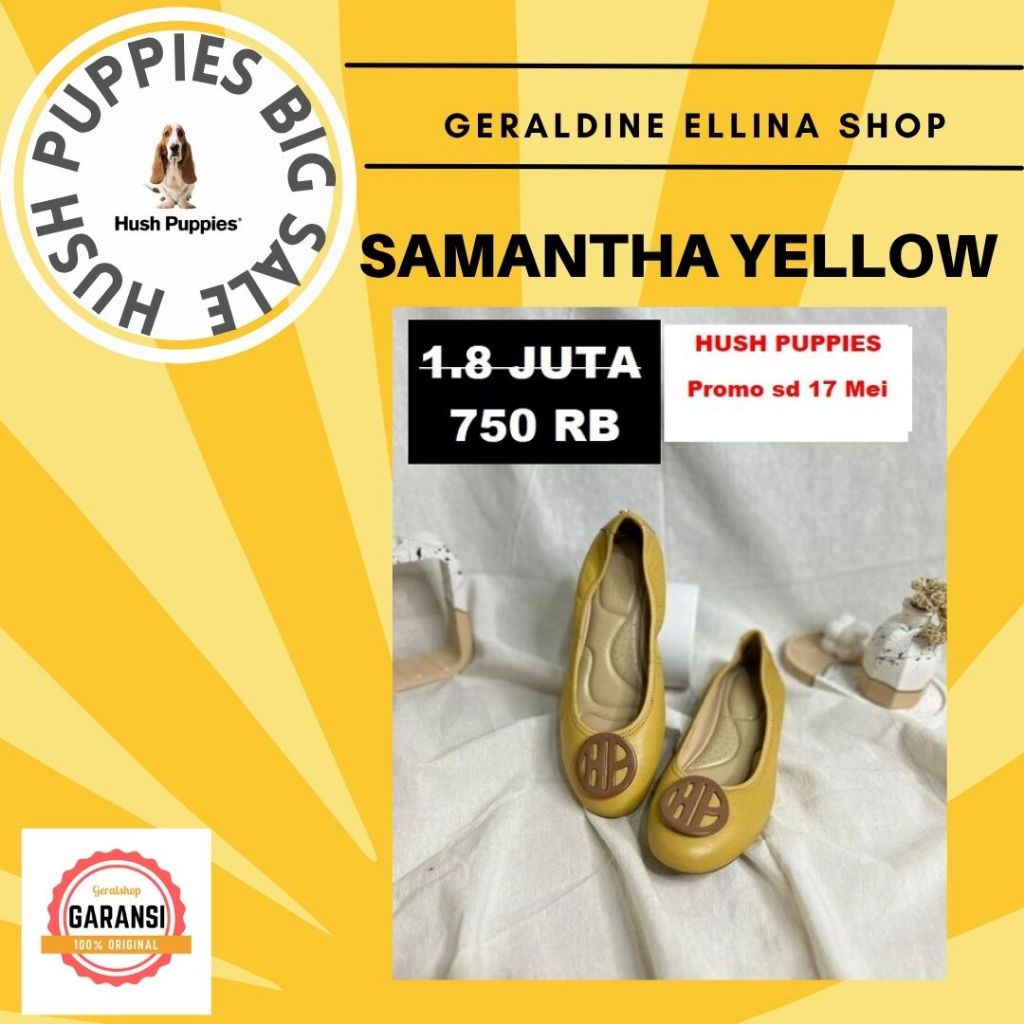 Flatshoes Wanita Sepatu Slip On Ballet Hush Puppies Simple Seri Samantha Original