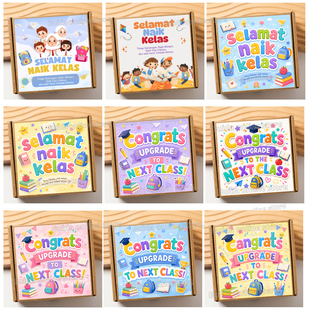 Stiker selamat naik kelas Congrats up to the next class label kemasan sticker dekorasi hadiah kenaik