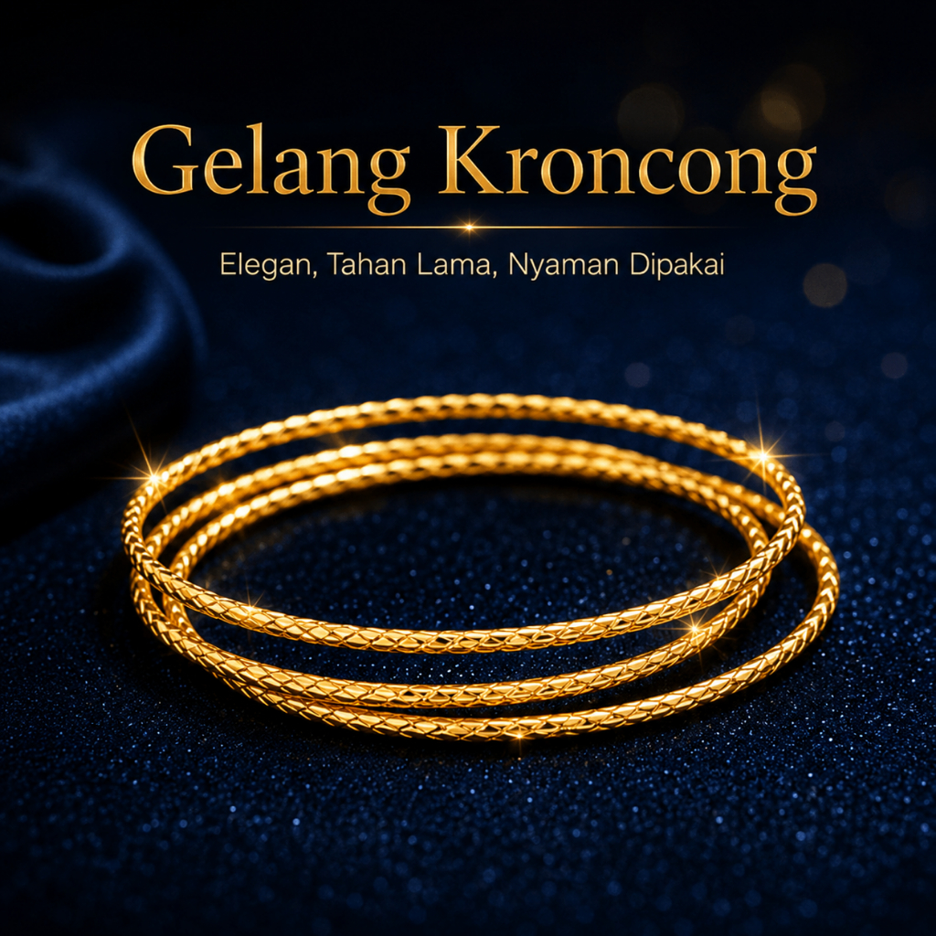 Gelang Kroncong Dewasa Motif Lilit Tipis isi 3/6 PCS Mirip Emas Asli Anti Karat Nyaman Dipakai