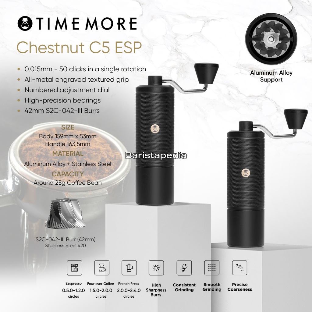 Timemore Chestnut C5 ESP Manual Hand Coffee Bean Grinder | Alat Giling Biji Kopi