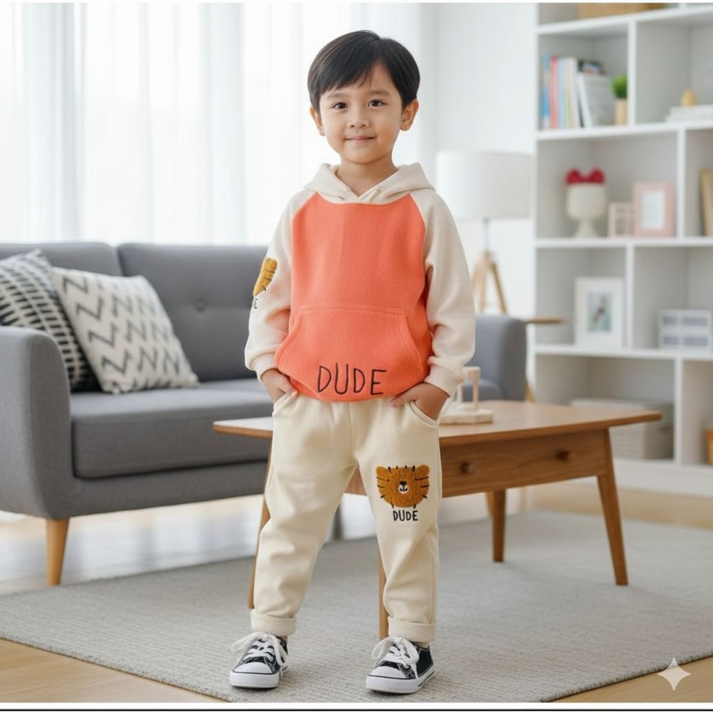 FASHION ANAK SETELAN HOODIE DUDE ANAK LAKI LAKI DAN PEREMPUAN SIZE 1-5 THN/ SETELAN BAJU HARIAN ANAK