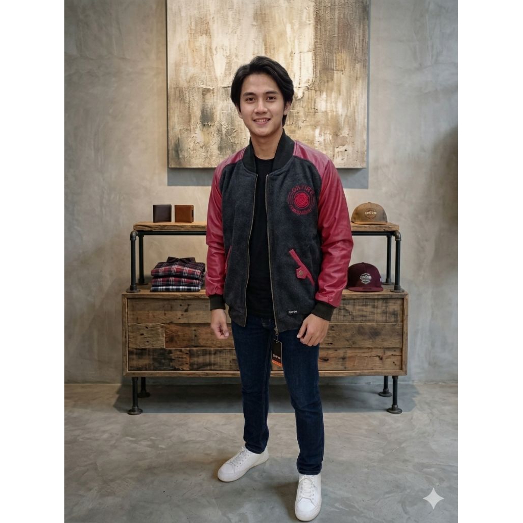 JACKET BASEBALL PRIA JACKET DISTRO ONFIRE ORIGINAL SIZE: M