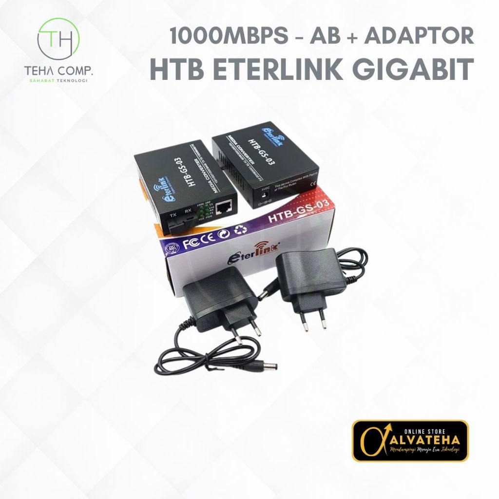 HTB AB Fiber Optic FO to LAN Media Converter 1000Mbps Gigabit Plus Adaptor