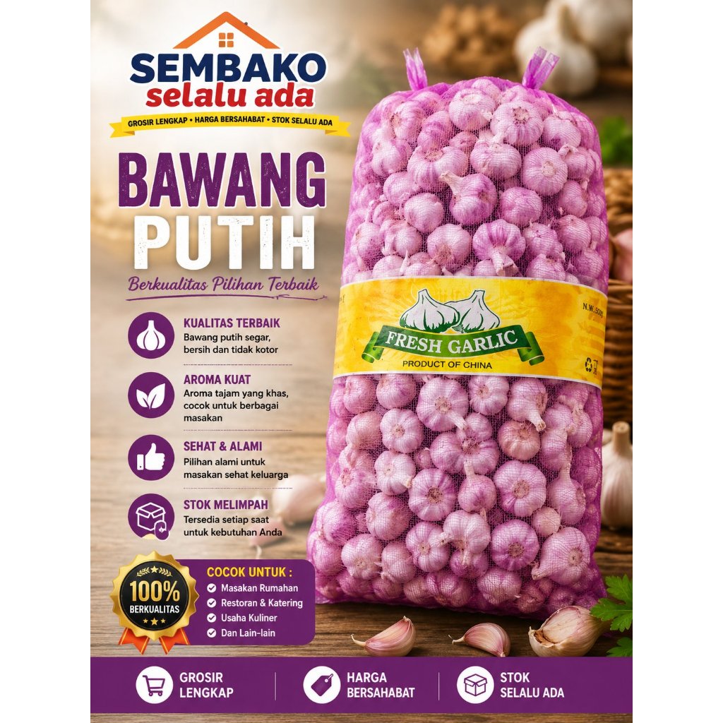 Bawang Putih  20kg se-Karung  Kwalitas Super