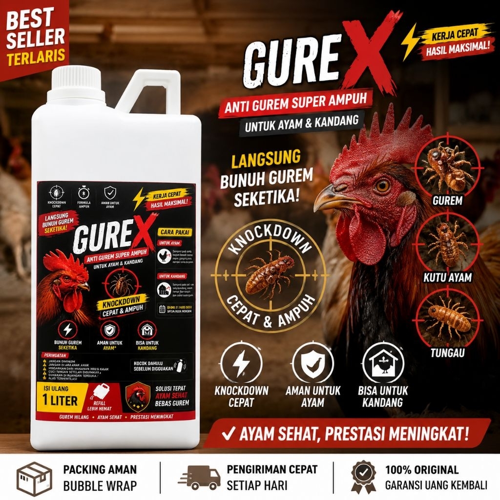 GUREX 1 Liter Pembasmi Gurem Ayam Kutu Ayam Semprot Siap Pakai Anti Kutu Ayam Obat Gurem Ayam Super 