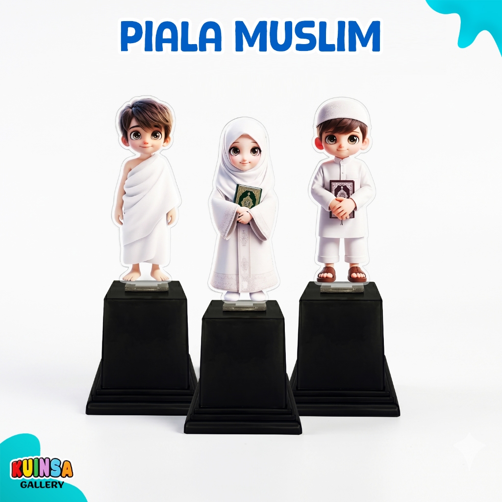 Piala Akrilik Muslim Manasik Haji Trophy Lomba Islami Model Koko Hijab Ihram Hadiah MTQ Tahfidz Sant