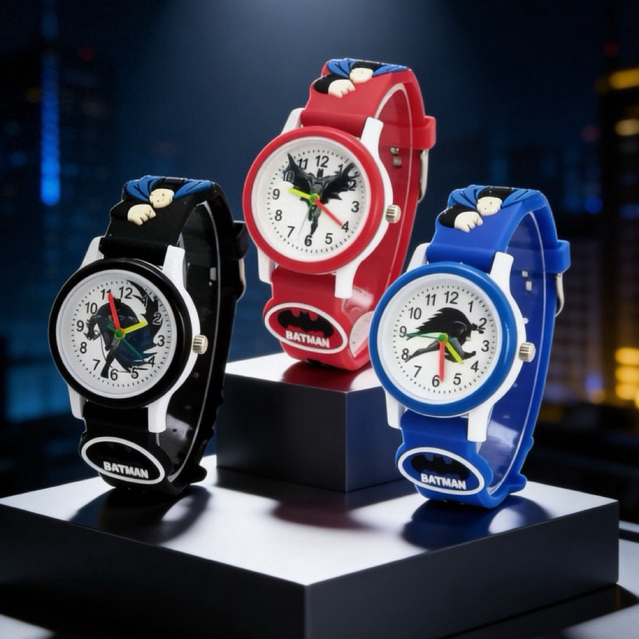 (Grosir)Jam Tangan Anak-Anak Timbul Batman Umur 2-7 Strap Rubber/Karet(Dikirim Jakarta)