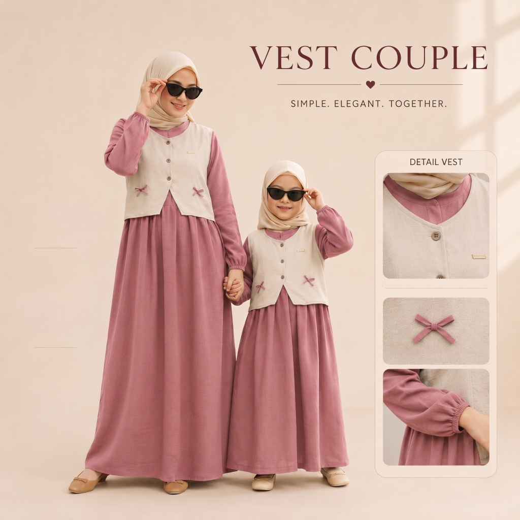 [Terlaris] Gamis Couple Ibu dan Anak Bahan Crinkle Airflow Premium - Baju Muslim Couple Ibu Anak Mew
