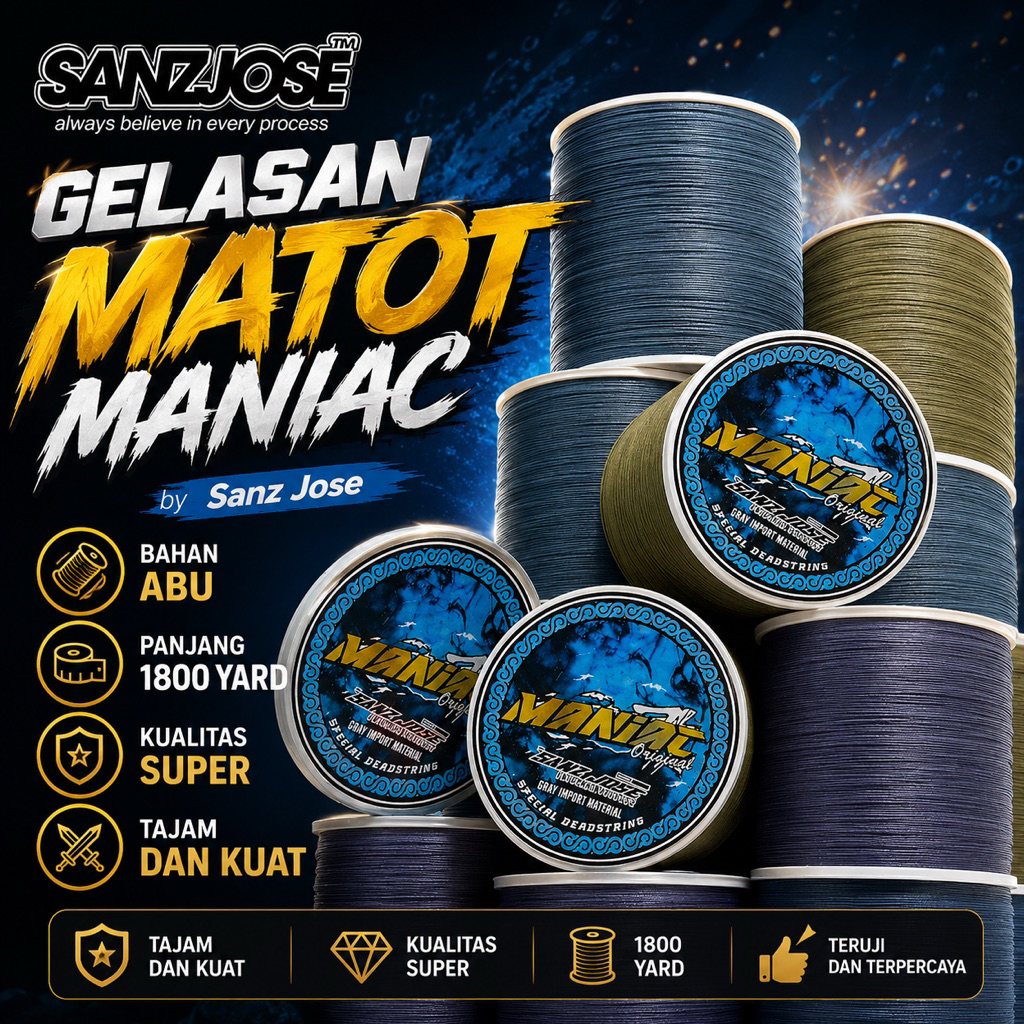 Gelasan Matot MANIAC Bahan Abu Import