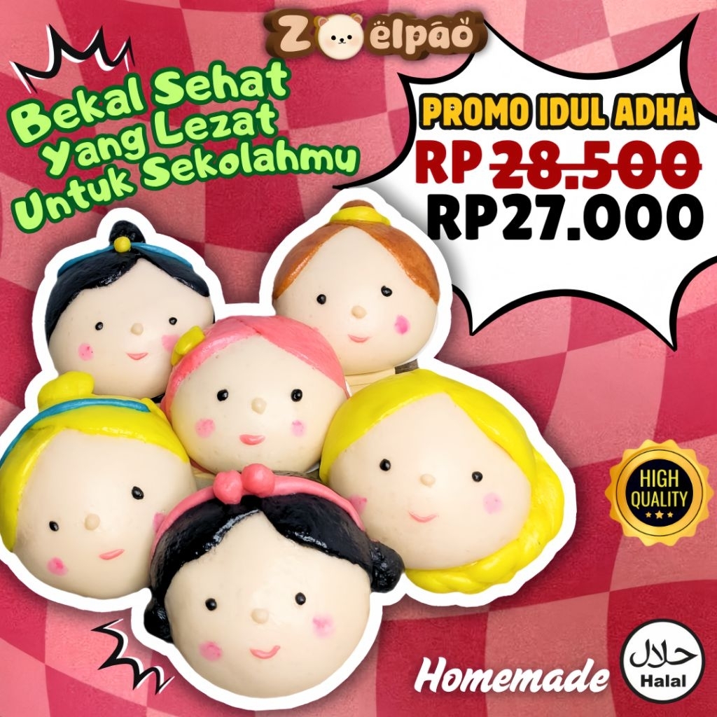 Bakpao Karakter Frozen Zoelpao, Edisi karakter Orang/BTS/superhero, Halal, Isi 6