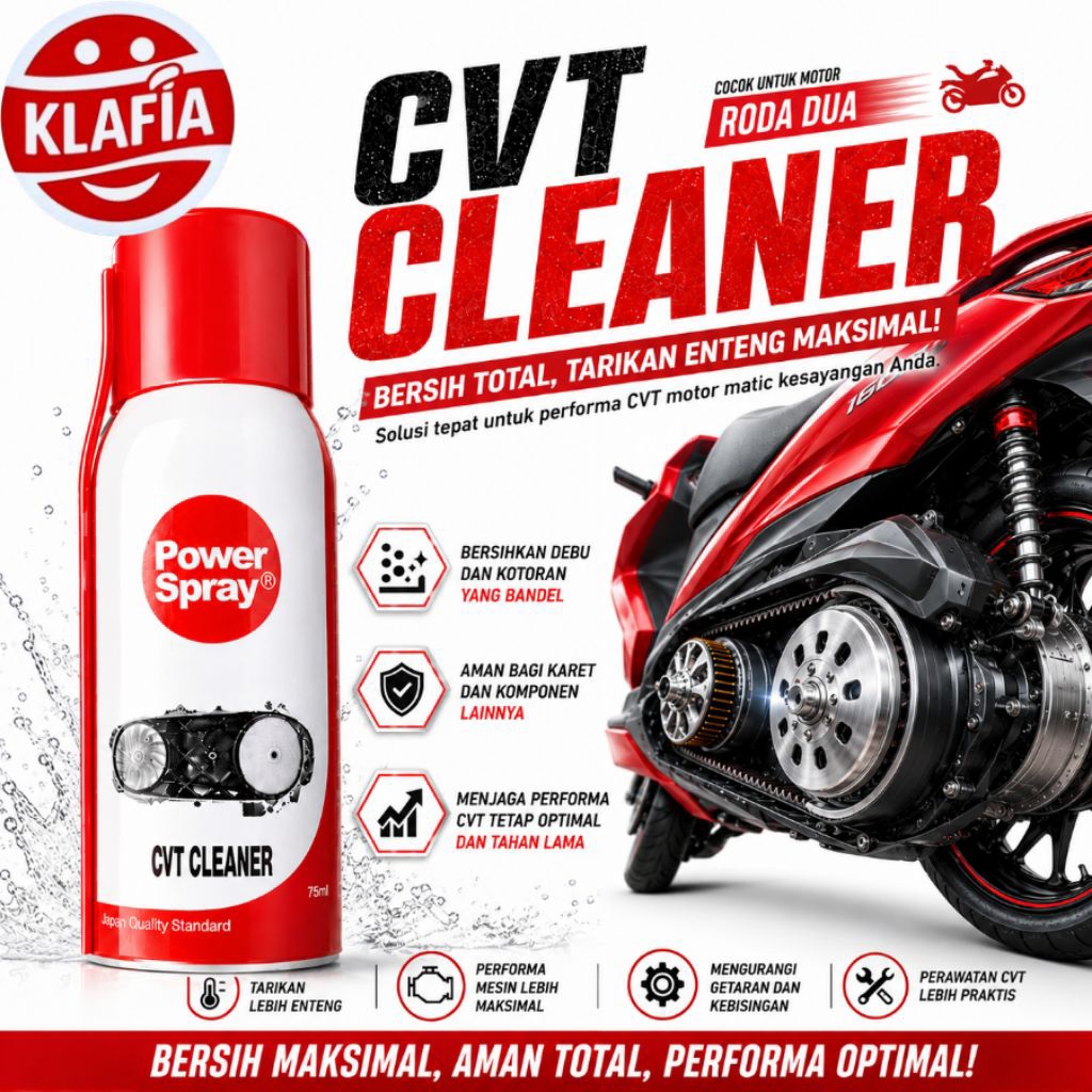 CVT Cleaner POWER SPRAY 75ml Pembersih Debu & Kotoran CVT Jaga Performa Motor Matic JAPAN QUALITY