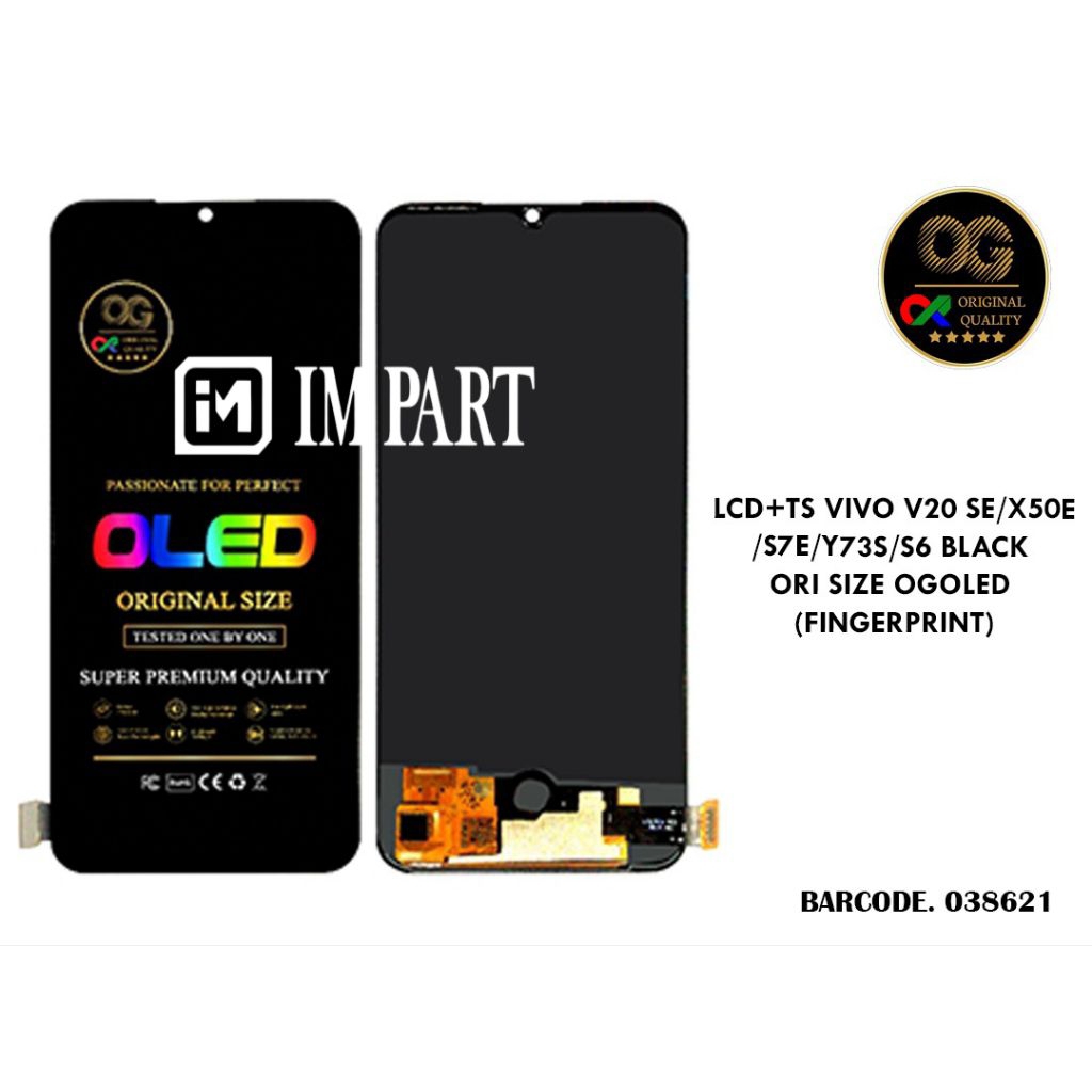 LCD+TS VIVO V20 SE/X50E/S7E/Y73S/S6 BLACK ORI SIZE OG OLED (FINGERPRINT)