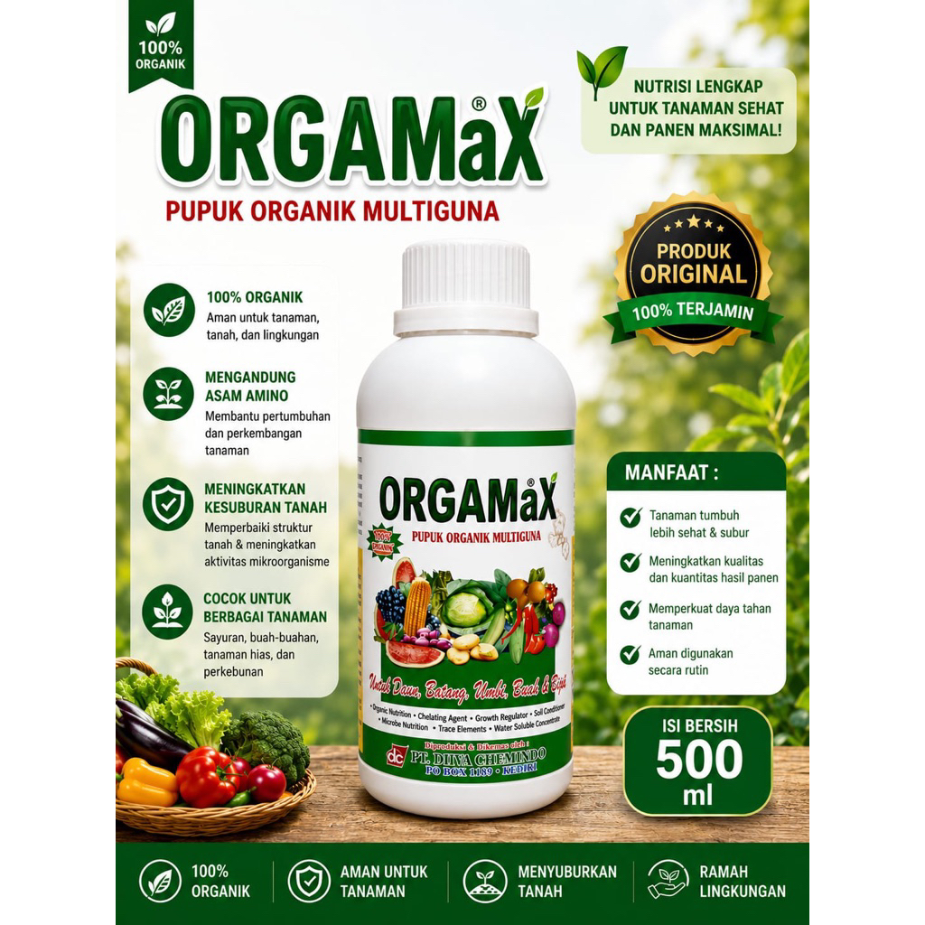 Orgamax 500 ML- Pupuk Asam Fulvat Organik Untuk Cegah Kuning dan Keriting