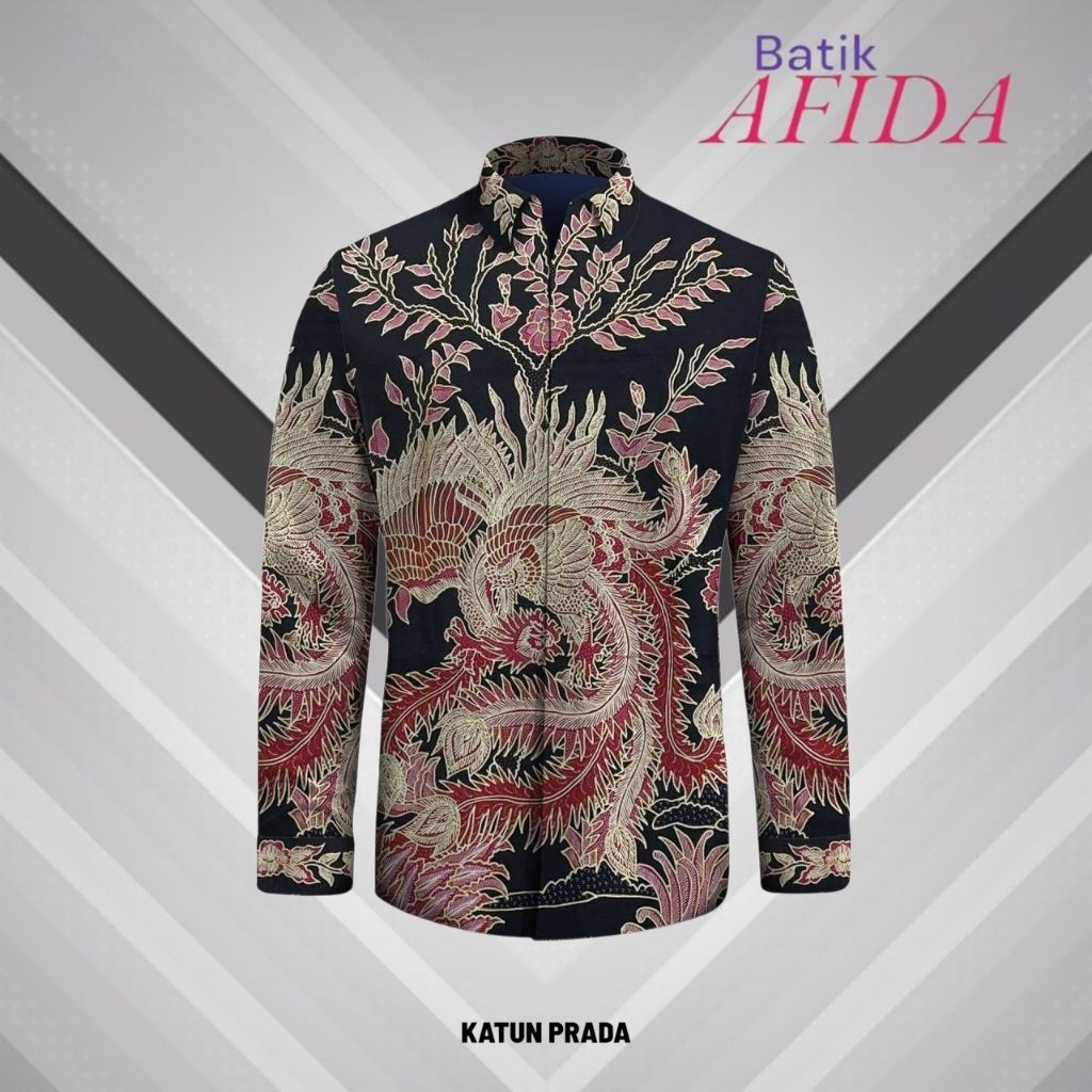 Kain Batik Tulis Exclusive Katun Prada Tinta Emas -Batik Asli Tulis Manual Pola Kemeja kp3