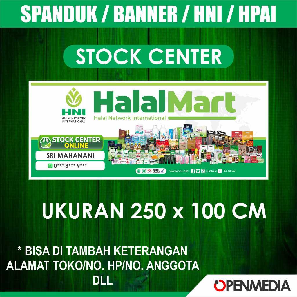 BANNER / SPANDUK MMT STOCKIST HNI HPAI / BANNER TOKO HNI / SPANDUK HALALMART UKURAN 250X100