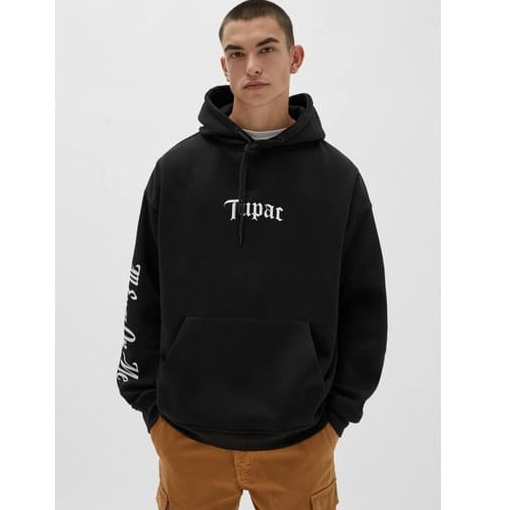 Jaket Hoodie Pull And Bear Tupac Motip Pullprint Bahan Tebal Gramasi 280