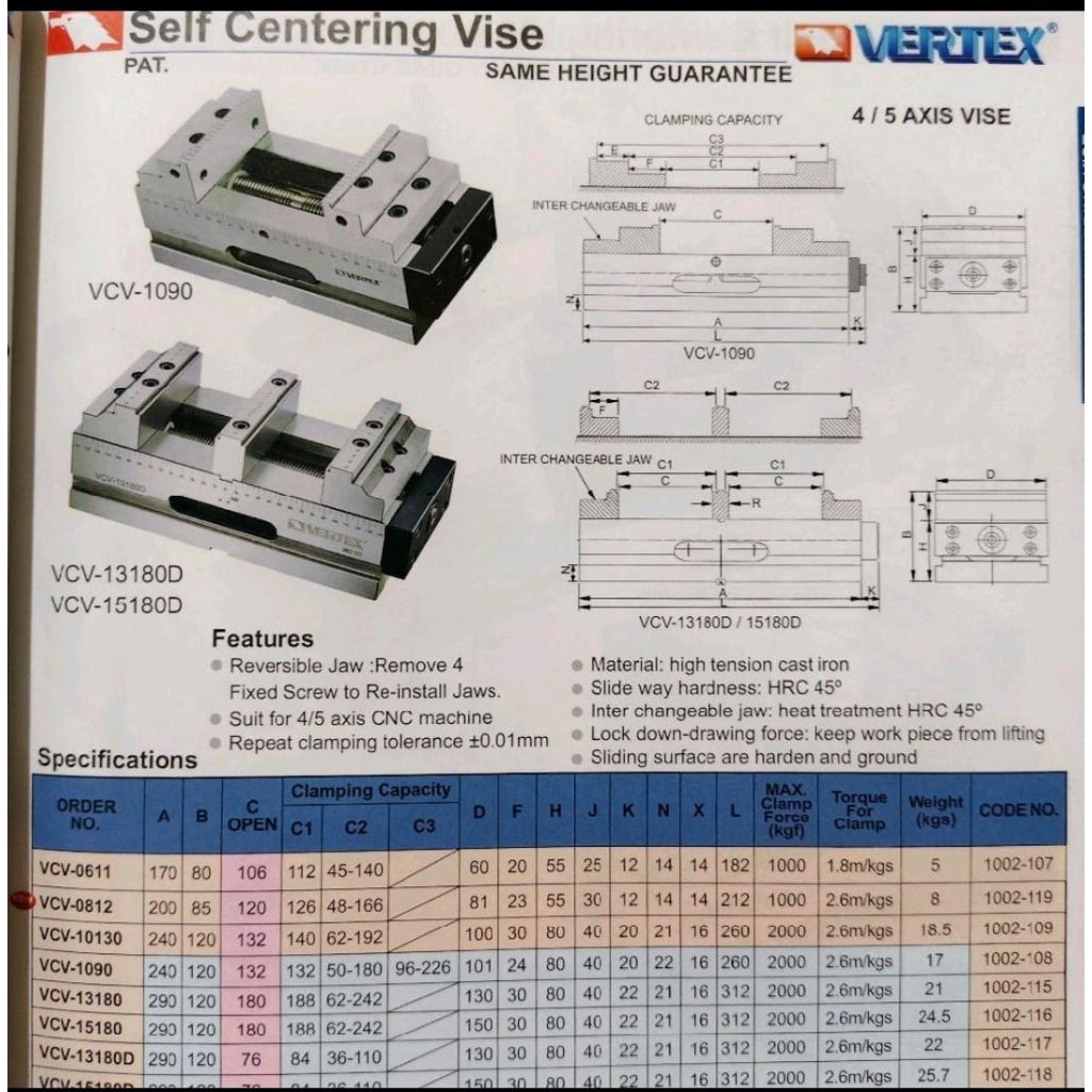 Vertex Self Centering Vise VCV-1090