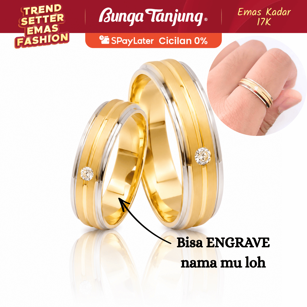 CINCIN NIKAH FUJI WEDDING RING - EMAS 17K - BUNGA TANJUNG GOLD