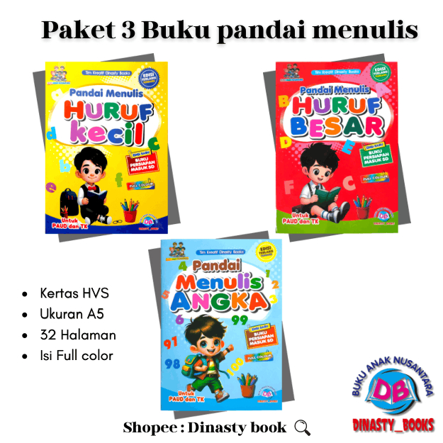BUKU BELAJAR MENULIS HURUF KECIL/BUKU BELAJAR MENULIS HURUF BESAR/BELAJAR MENULIS ANGKA