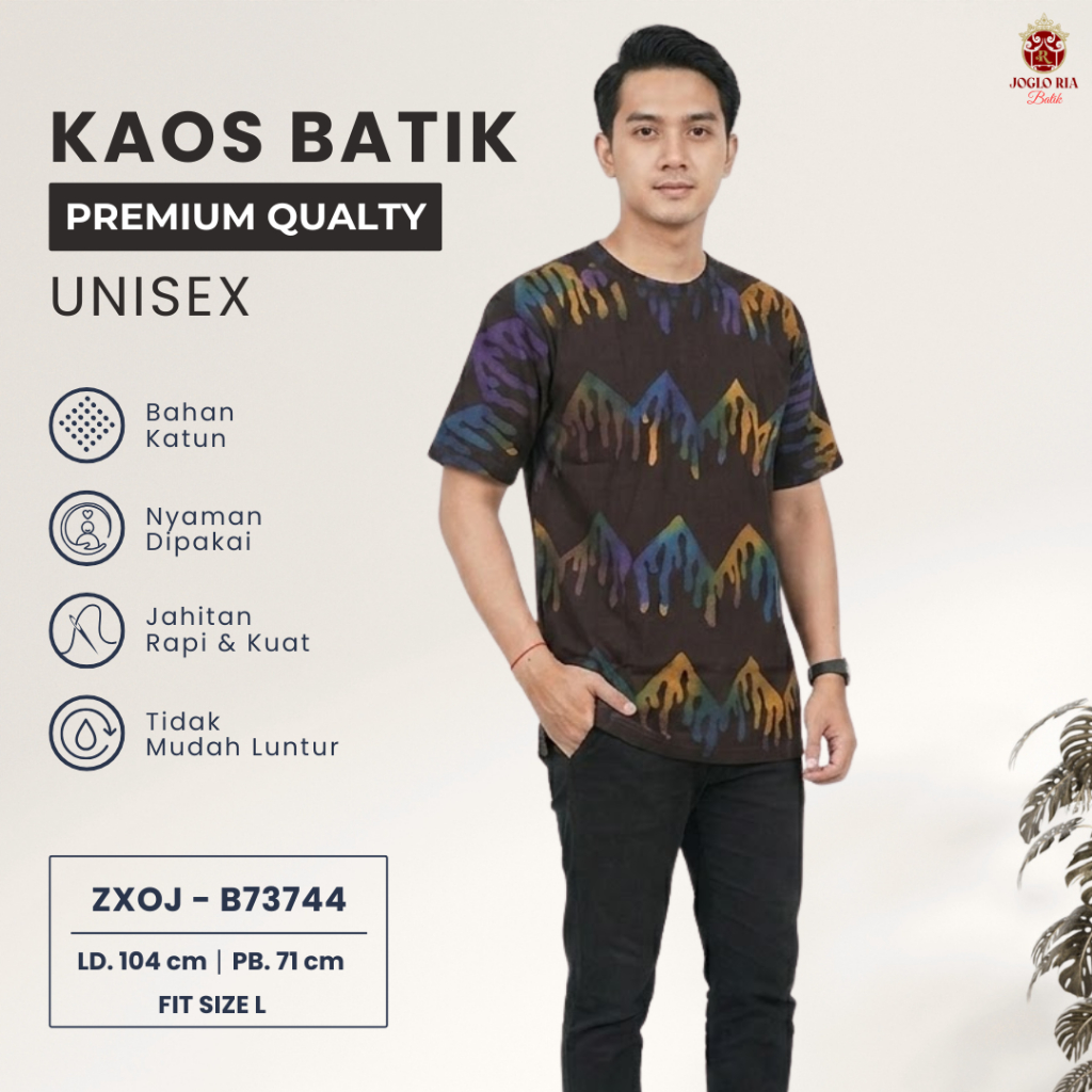 Kaos Batik Bahan Tebal Adem Nyaman Kaos Santai Pria Wanita Modern | Ria Batik Solo