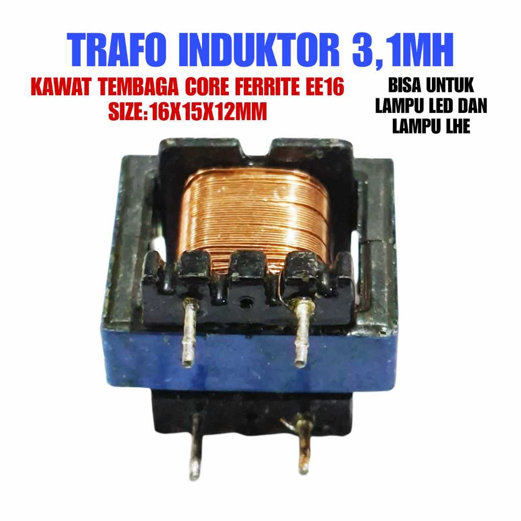 5X TRAFO INDUKTOR 3,1MH FERRITE CORE EE16 SIZE:16X15X12MM - TRAFO LAMPU LED DAN LHE DAPAT 5PCS